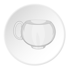 Cup icon in cartoon style isolated on white circle background. Utensils symbol vector illustration