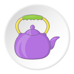 Kettle icon in cartoon style isolated on white circle background. Utensils symbol vector illustration