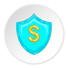 Dollar sign icon in cartoon style isolated on white circle background. Money symbol vector illustration