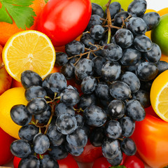 beautiful background of a set of vegetables and fruits