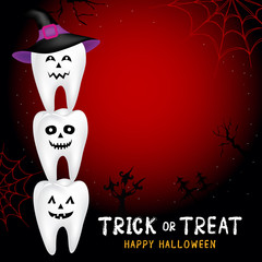 Halloween concept of teeth character set. This illustration can use for funny card, poster, party invitation design.
