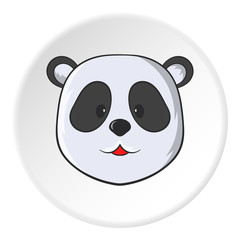 Panda icon in cartoon style isolated on white circle background. Animal symbol vector illustration