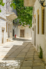 Narrow streets in the countryside of Naxos island, Cyclades, gre