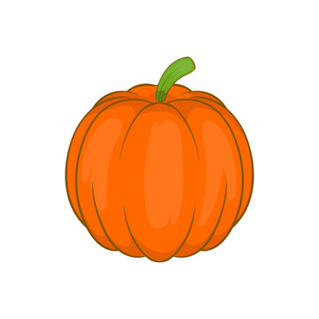 Autumn pumpkin vegetable icon in cartoon style isolated on white background vector illustration