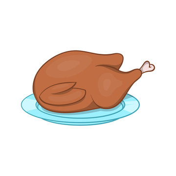 Thanksgiving turkey icon in cartoon style isolated on white background vector illustration