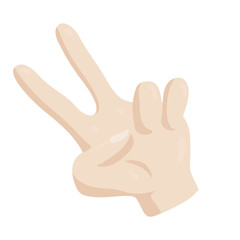 Victory hand sign icon in cartoon style isolated on white background vector illustration