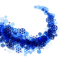 Winter background with blue snowflakes.