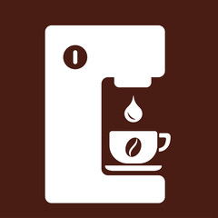 coffee machine drip equipment white icon on brown backgrownd