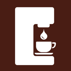 coffee machine drip equipment white icon on brown backgrownd