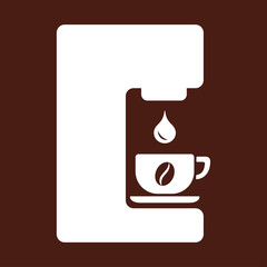 coffee machine drip equipment white icon on brown backgrownd
