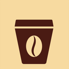 glass drink paper plastic cola coffee cup icon brown on creme ba