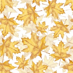 Green maple leaves. Watercolor painting. Seamless pattern. Background 11