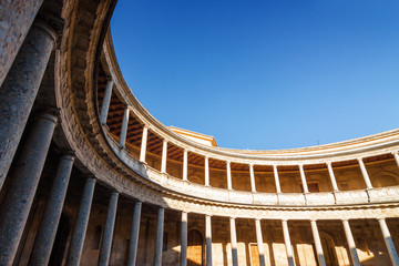 Courtyard in the Alhambra of Granada, Andalusia province, Spain.