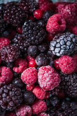 Frozen berries fruits close up