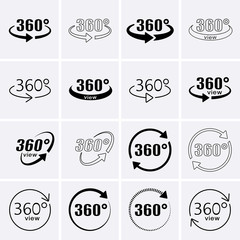 360 Degrees View Icons. Rotate icons.