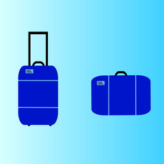 Travel suitcases vector,background blue gradient.