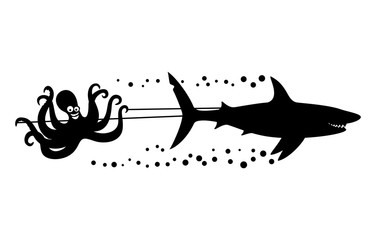 Cheerful octopus and shark.