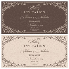 Wedding Invitation cards in an vintage-style brown