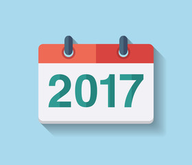 Flat vector calendar icon 2017.
