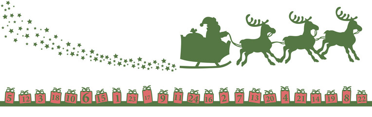 Adventskalender Karte mit Weihnachtsmann (in Grün)