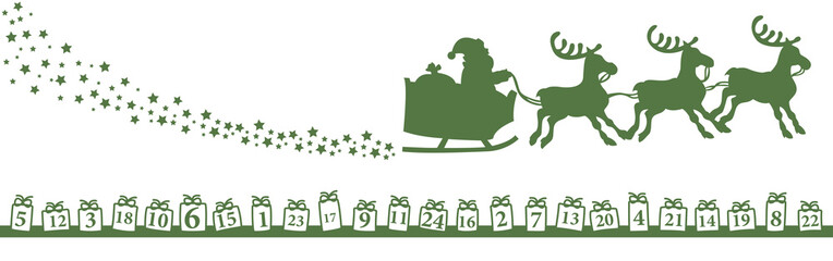 Adventskalender Karte mit Weihnachtsmann (Grün)