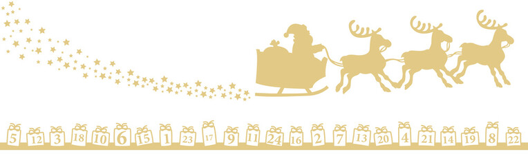 Adventskalender Karte mit Weihnachtsmann (Gold)