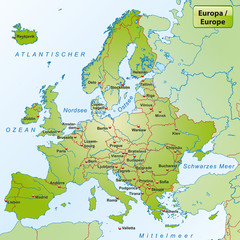 Landkarte von Europa mit Hauptstädten © Artalis-Kartographie
