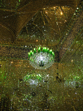 Shah Cheragh mosque mirror mosaic ceiling, Shiraz, Iran