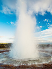 Beautiful Geyser erupting in Iceland