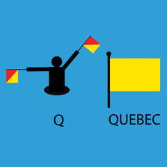 International marine signal flag, sea alphabet , vector illustration, semaphore, communication, Quebec.