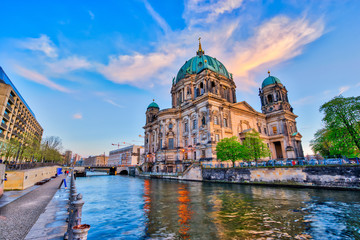 Nice sky with Berlin Cathedral in Berlin Germany - obrazy, fototapety, plakaty
