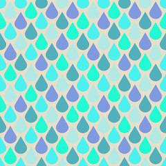 Teal and purple water drops seamless pattern