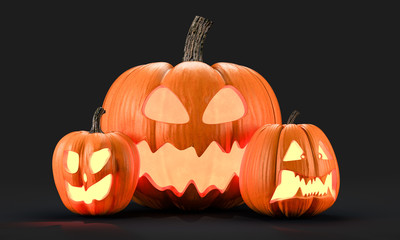 Halloween pumpkins 3d rendering