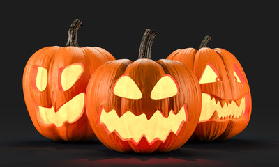 Halloween pumpkins 3d rendering