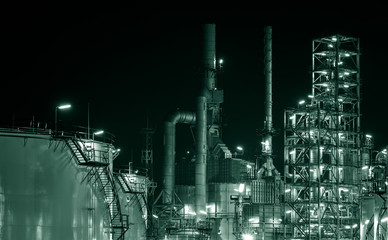 Oil Refinery factory at twilight , petrochemical plant , Petroleum , Chemical Industry