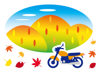 秋の彩り　ツーリング　バイク