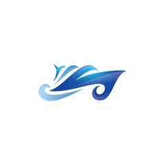 Abstract Modern Ship Sea Ocean Logo Vector Icon