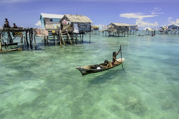Bajau home on water at semporna sabah malaysia