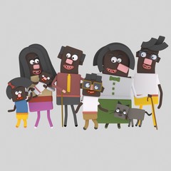 3d illustration. Black family posing photography