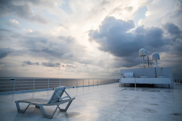 Beach chair on the deck of a ship
