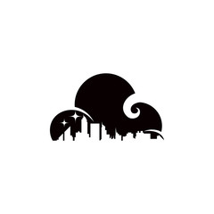 Cloud City Skyline Logo Simple Modern Vector Icon