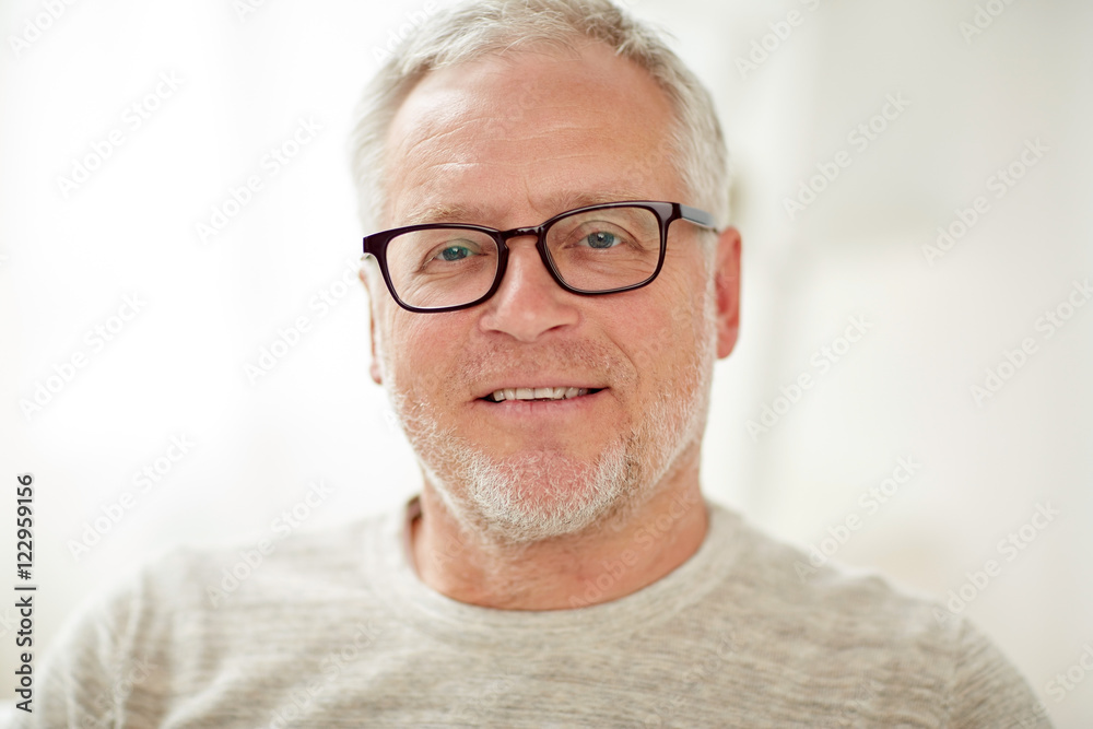 Sticker close up of smiling senior man in glasses