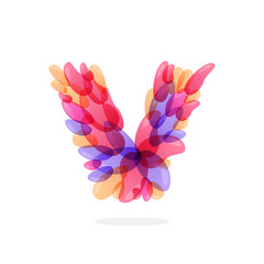 V letter logo formed by watercolor splashes.