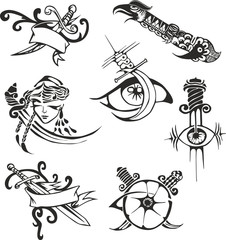 Obraz premium Set of tribal tattoo stencils with blades