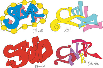 Silver, skill, studio and sniper graffiti