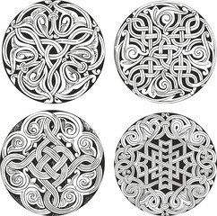 Set of round knot decorative patterns