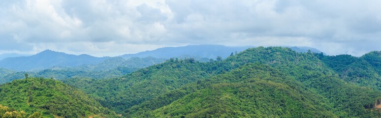 Mountain green forests with  nature landscape , cloud  cover .