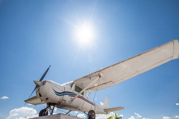 old plane with blue sky background