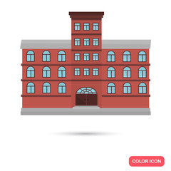 Color school building flat icon. Stock Vector icon. Illustration for web and mobile design