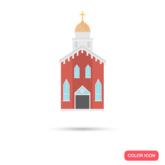 Color church building flat icon. Stock Vector icon. Illustration for web and mobile design